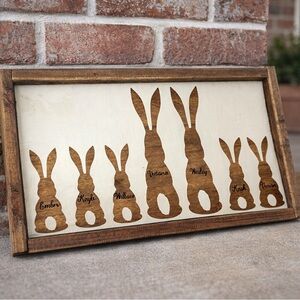 Wooden Bunny Family Wall Art